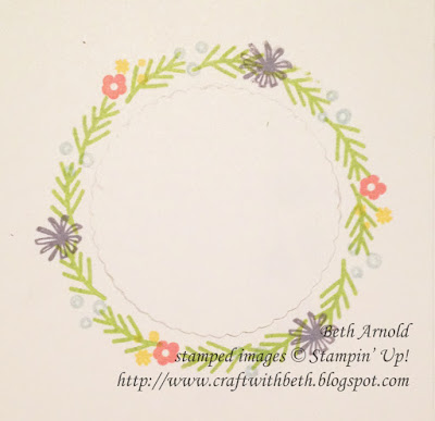 Craft with Beth: Hello Easter Bunny Spring Wreath card Stampin Up Layering Circles Framelits