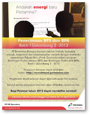 lowongan kerja pertamina 2013