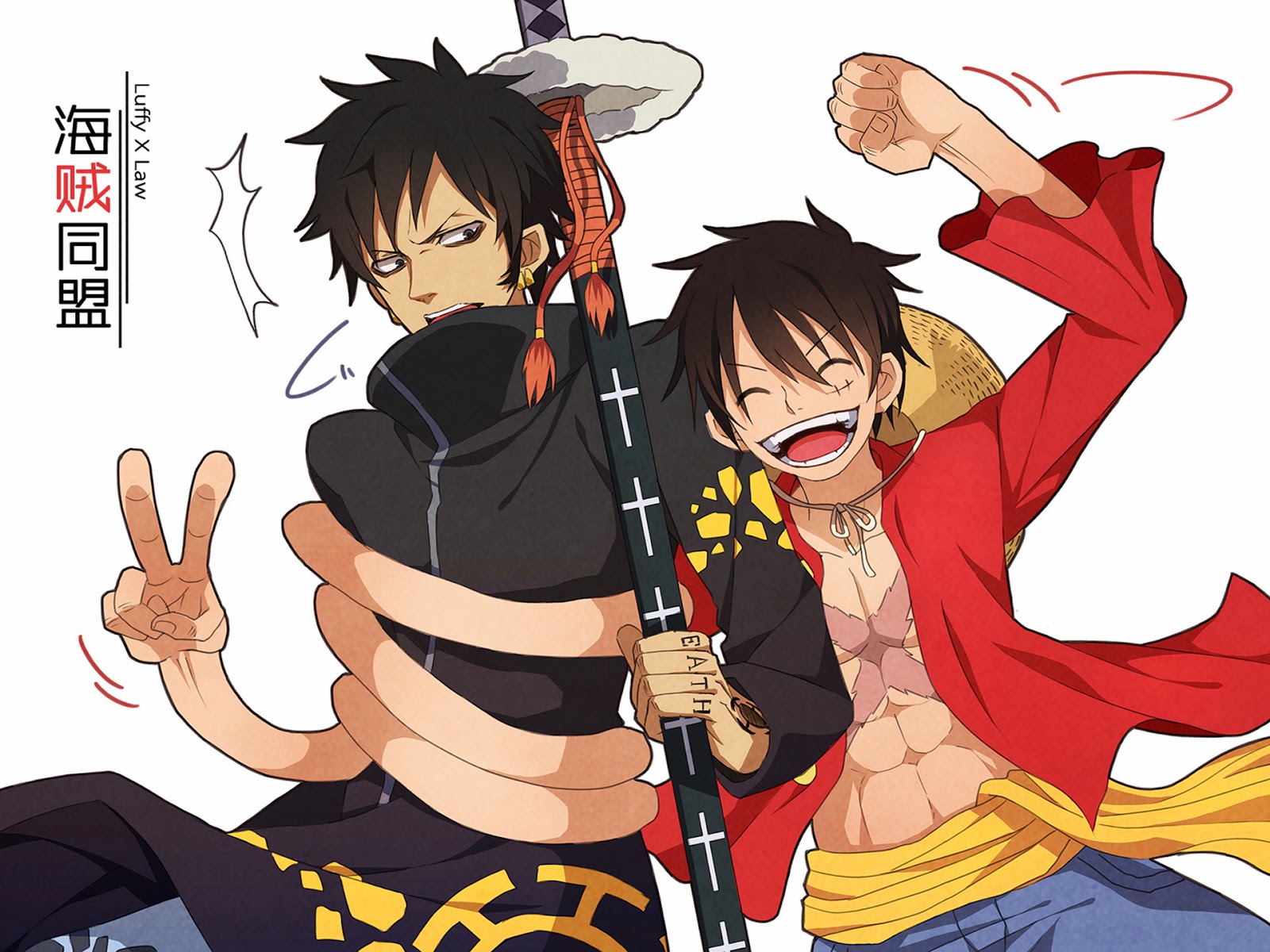  law and monkey d luffy one piece anime hd wallpaper 1920x1440