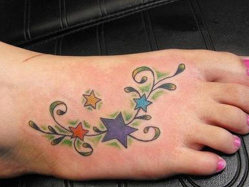 Stars feet tattoos color