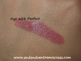 Labial Nyx, 608 Perfect, Swatch
