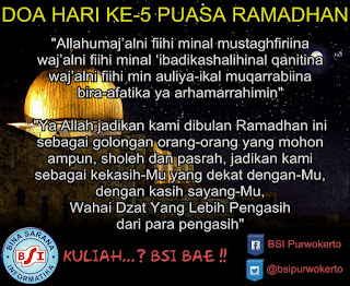 Doa Puasa Ramadhan Hari Ke 5 (Kelima)