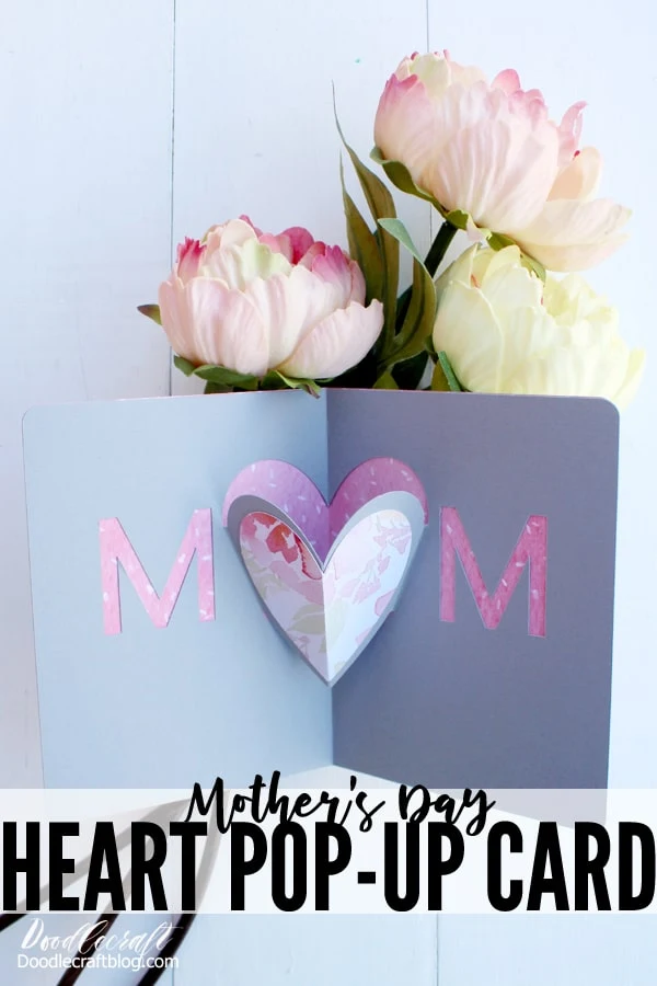 Make a beautiful Mother's Day Heart Pop-Up Card DIY with the Cricut Maker using the scoring tool.