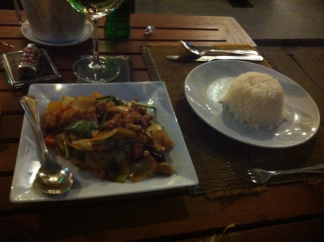 Chicken with cashew nuts with peppers and chilli paste,Aqua, Bangkok