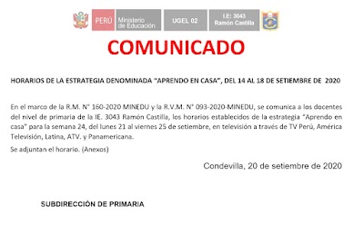 COMUNICADO APRENDO EN CASA SEMANA 25📕✏😄