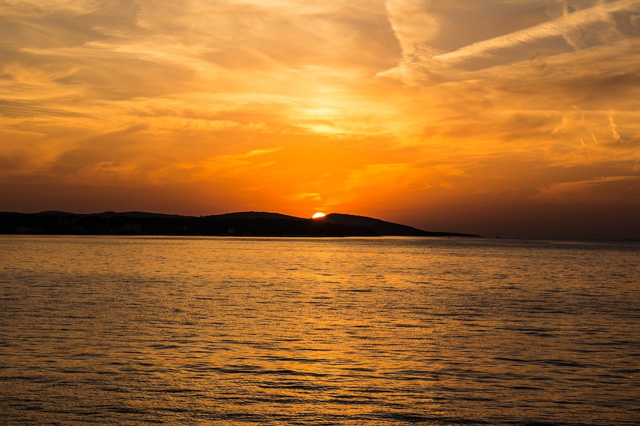 Gambar Pemandangan Pantai Malam Hari Sunset Yang Indah HD 