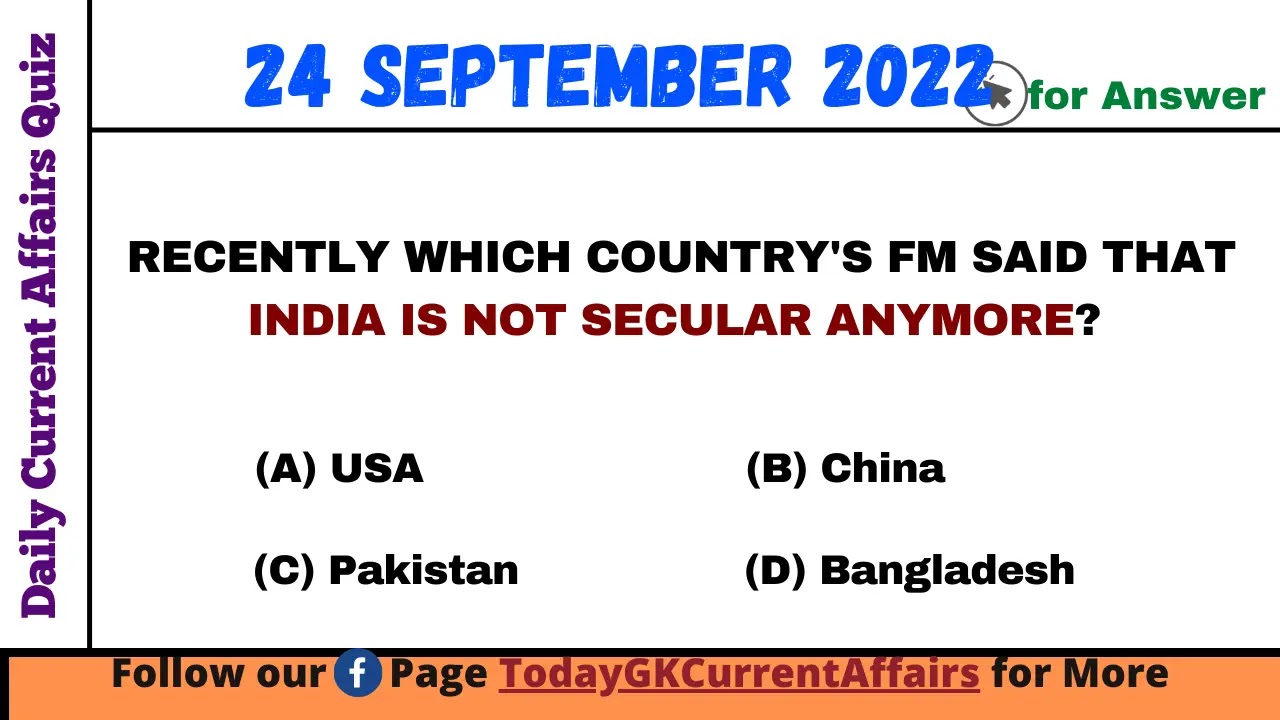 Today GK Current Affairs on 24th September 2022