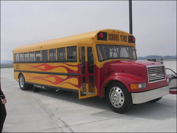 strange yellow school buses