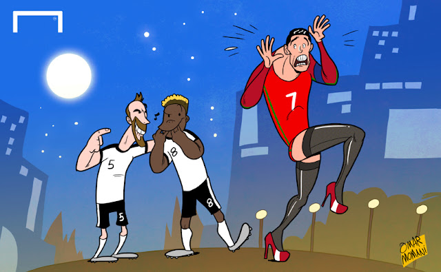 Fuchs and Alaba mock Cristiano Ronaldo's tight cartoon