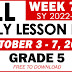 GRADE 5 DAILY LESSON LOG (Quarter 1: WEEK 7) OCT. 3-7, 2022 Free Download