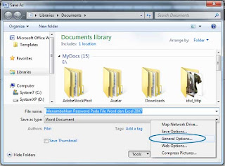 cara menambahkan password pada file yang berbentuk Microsoft Office 2007