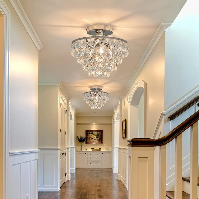 Crystal Semi Flush Mount Chandelier