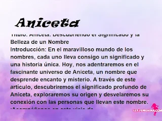 significado del nombre Aniceta