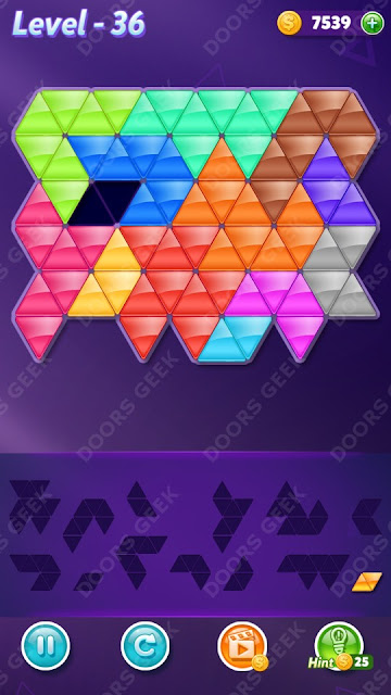 Block! Triangle Puzzle Champion Level 36 Solution, Cheats, Walkthrough for Android, iPhone, iPad and iPod