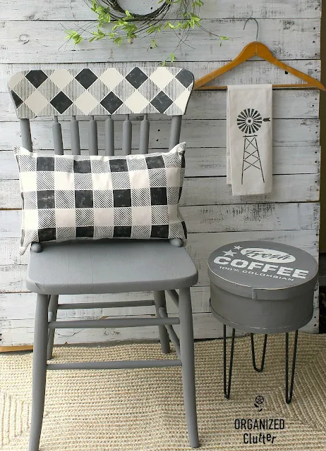 DIY Repurposed Cheese Box Becomes A Fun Side Table #repurposed #stencil #oldsignstencils #coffee #dixiebellepaint