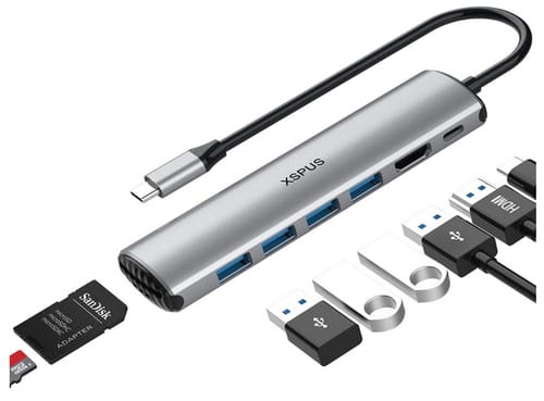 XSPUS 8 in 1 Portable Aluminum USB C Hub Dongle