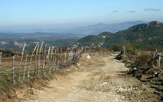 The road down the mountain, with views