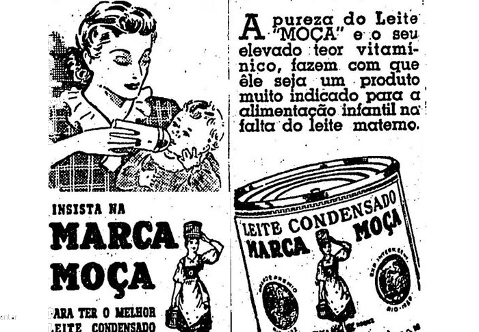 Propaganda do Leite Moça como complemento ao leite materno.