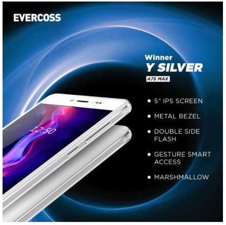 Evercoss A75 Max, Winner Y Silver Android Marshmallow 