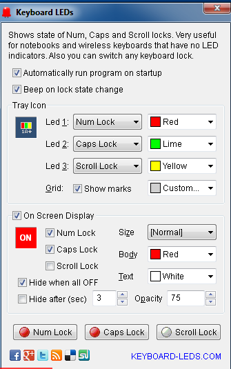 pantalla keyword leds