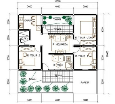 foto denah rumah 3 kamar ukuran 7x9