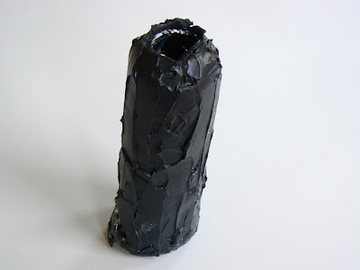 Painting, crushed glass bottle in black silicone