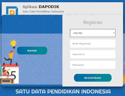 Menu Registrasi Online Aplikasi Dapodik Versi 2022