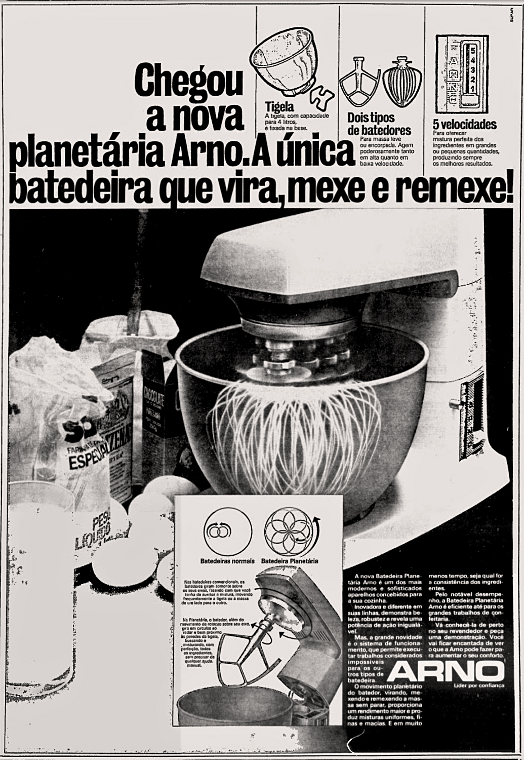 Anúncio antigo da Arno promovendo a batedeira planetária em 1978