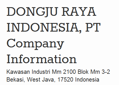 INFO Lowongan Kerja Kawasan MM2100 PT.Dongju Raya Indonesia Cikarang