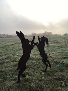 sculpture, art, boxing hares