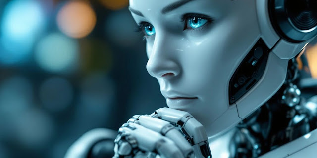 Thoughtful robot exploring advanced reasoning capabilities.
