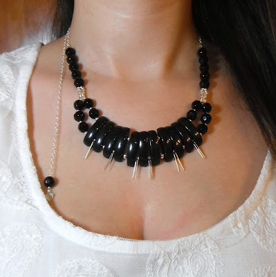 Sterling silver onyx necklace. Gil / Collar de plata de ley y ónice. Gil