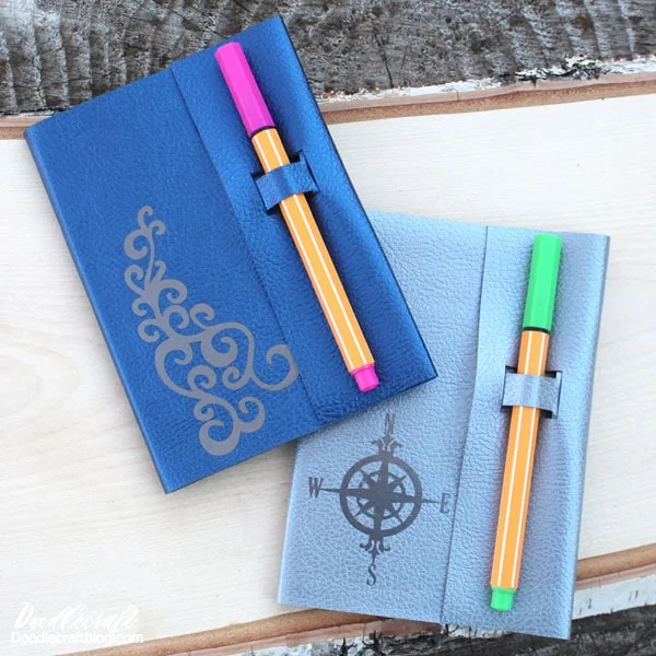 How to make a mini leather journal with pen holder using the cricut