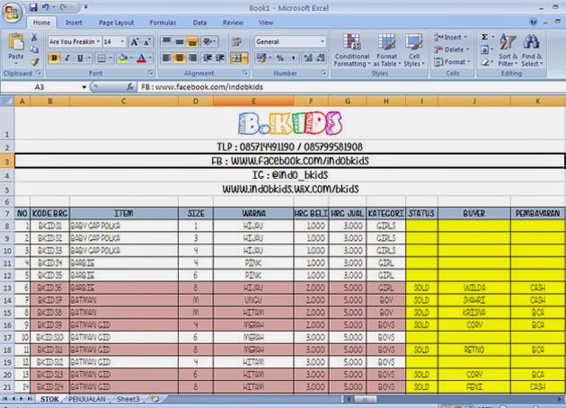 AnonVemous: Membuat Laporan Penjualan Online Shop dengan Excel