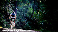 Final day of 'Mountain Terrain Biking Himachal 2011' started from Dhomri, which is one of the popular places for skiing in Himachal Pradesh. It's near to Narkanda and nice place surrounded by high cedars. Temperature was very low in the morning and day was bit lazy as compared to other 7 days...As you can see, sun has started touching camping ground but still many folks are inside the tents. Narkanda is nearby market and some of the folks wanted to have nice tea, which was obviously not available at camps :) ... During this time I was alone as my gang was also in market to have some snacks and morning tea...After leaving Dhomri, we followed main highway to reach the starting point of only stage of 8th day. On final day, there was only single stage and it was same as that of starting stage of MTB 2010/2011. Since we had to go via main highway, the roads were jammed due to some political rally. Actually we crossed starting point and thought of entering into the stage from the other end as Final Flying finish was more important... After fighting with traffic at Dhali, we reached Mashobara and had to wait for some time. During that time we visited one of the resort there, to meet one of the friends.Soon after we heard some noise in air and reached back at flying finish point.Above photograph shows the winner literally flying on top of Finish line of MTB Himachal 2011. Now I know, why they call it flying finish. This was the first group to hit the flying finish on final day.Most of the riders were happy with mixed emotions about this whole race and others had already started thinking about offices. Anyway, everyone was now more involved in activities like - Photo-shoots, email/cell-number exchanges etc. Everyone wanted to be in touch with others and photographs were best way for keeping these memories alive.Here is another troop with two folks who broke their arms on the way of MTB Himachal 2011. Mr. Andre, on extreme right, was winner of MTB Himachal 2010 Masters. Since he had to quit this time, Amitabh won this time. Amitabh is second person from left, who won Masters of MTB Himachal 2011.Few more folks joined in ... Mr Rohit making them cheer :)MTB team was mostly worried about their banners and branding posters, which are important to have money :) ... So here is one photograph with MTB 2011 banner. This was the time when every rider just wanted to reach at their Hotels in Shimla. Everyone wanted to have some rest now...Finally everyone started the free ride from Mashobara to Ridge through Sajauli and IGMC. This photograph was clicked where Mashobara road hits main highway again.Now all of them needed to ride in high traffic areas, markets... and this one is at Dhali !!! I was on a motorbike and scared of the situation when 100 odd riders were on the road and the traffic was not very disciplined. This is one of the very difficult problem on hills and dangerous as well.Rider crossing Saljauli Market... From Sanjauli Chowk, we had to move towards Indira Gandhi Medical College, which leads to Lakkar Bazar and then Ridge. On reaching Ridge, plan was to have a quick ceremony to announce winners and exposure to media.But Marshal who were guiding this group got a signal from Ridge that preparations are slow and they need more time. Now, it was their headache to manage the delay :) ... So many times these riders were stopped on the way, to make sure that we reach just in time. Although many folks were annoyed...After a break we again started. This shot was taken near Shimla College which comes on the way from Sanjauli to Ridge. This was a wonderful road and there was a time when people used to rent out a cycle from lakkar Bazar to have a round till Sanjauli chowk and come back. Now cycles on rent are not available, but people still prefer to walk on this road.Anyway, this kafila was about to reach IGMC and everyone stopped. And this was final halt of 45 minutes because preparation on ridge were not done. But for of the folks it a good opportunity to show some cycle stunts on wide roads of Shimla.And why motorbikes should stay behind !!! Aneesh also tried some stunts, but still riders wanted to move towards Ridge and wanted to have some rest at their hotels.