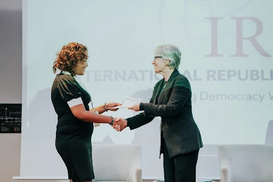 "Sharona Lieuw On getting her certificate for public policy from Tammy Longaberger in Santo Domingo"