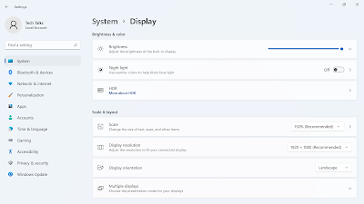 manage desktop/pc display settings. display settings window.