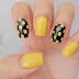 Black and Yellow Checker Nail Art