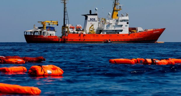 The Aquarius rescue vessel pictured during a rescue drill between Lampedusa and Tunisia on June 23rd last.