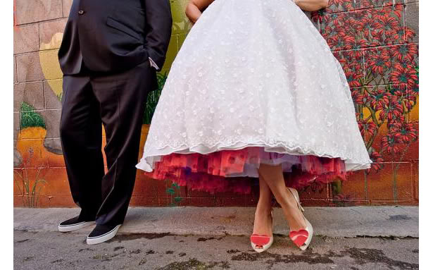 white and purple snowflake wedding dresses