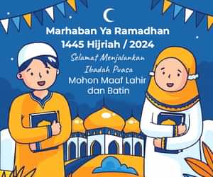 desain poster simple tema ramadhan 2024 untuk anak