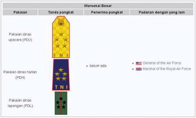 Lambang Pangkat Kehormatan <b>TNI AU</b> Marsekal Besar