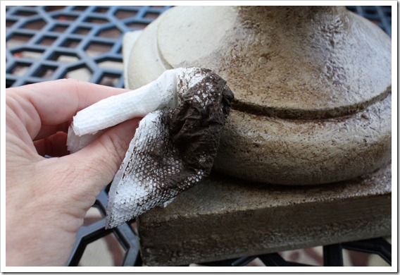 Blot excess glaze with napkin
