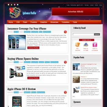 Iphone Hello blogger template. template blog from wordpress