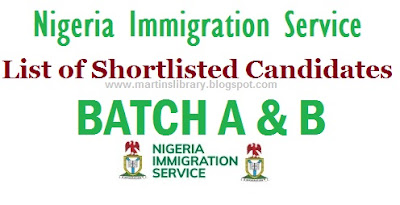 Nigeria Immigration Shortlisted Successful Candidates 2017/2018