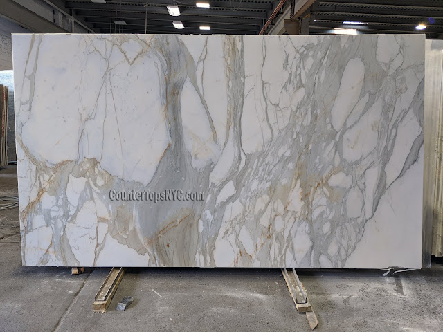 Calacatta Gold Honed Marble Slab NYC SHI