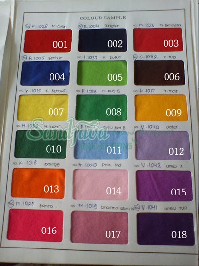  Katalog Warna  Kain Kaos PE Polyester