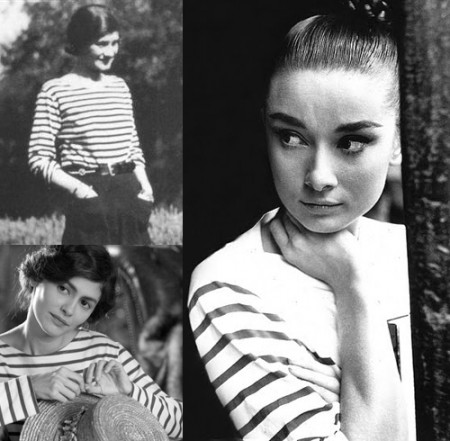 Icones da moda como Audrey Hephurn e Coco Chanel com Looks Navy