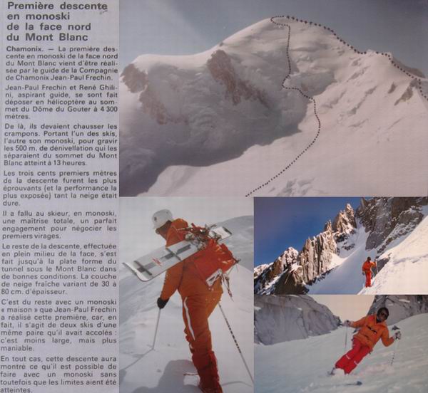 première descente du mont blanc en monoski