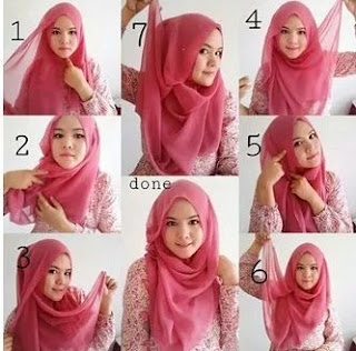 Cara memakai jilbab segi empat modis dan modern dengan tutorial plus gambar